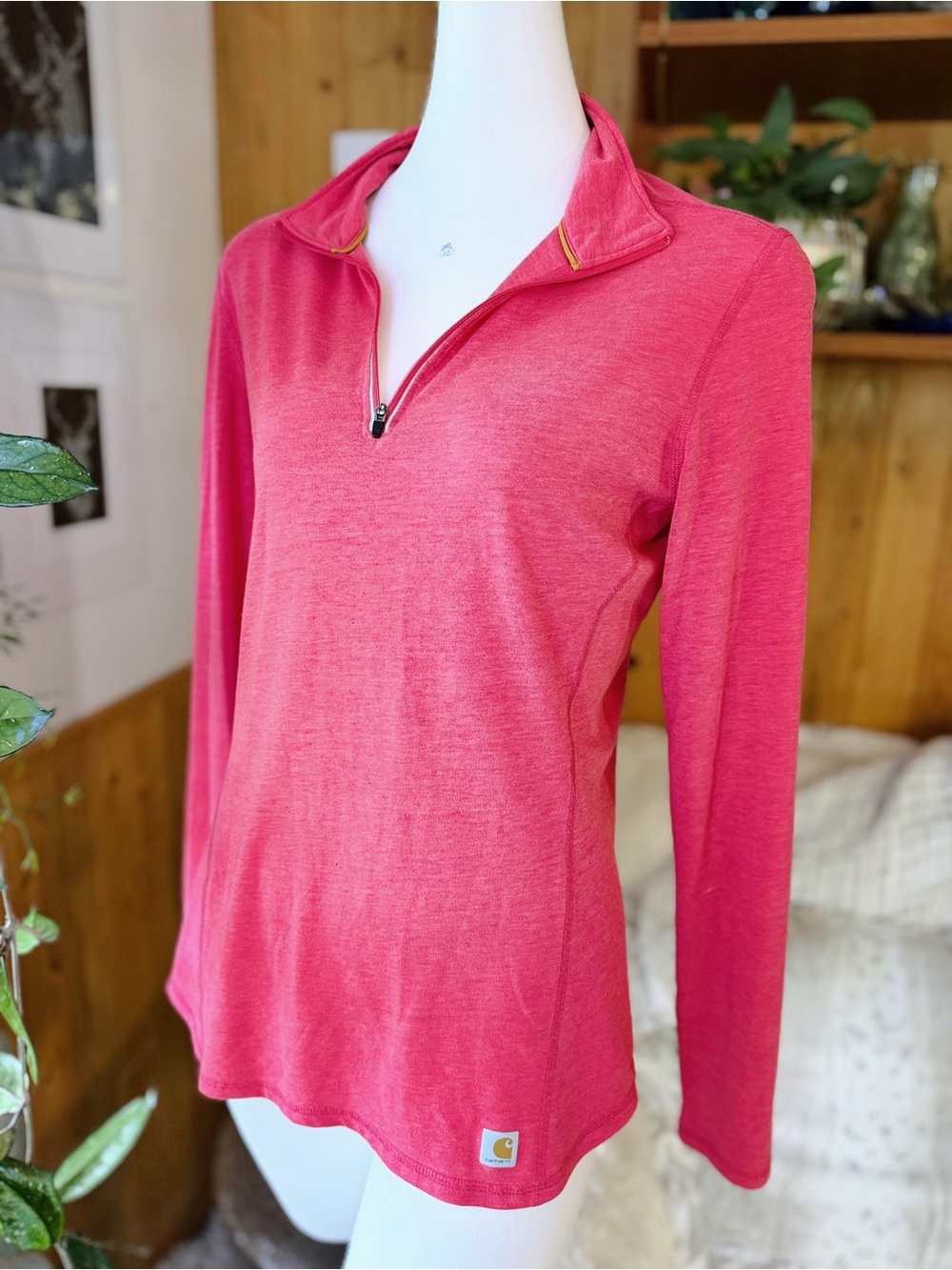 Carhartt Force Pink 1/4 Zip Performance Top Medium EUC